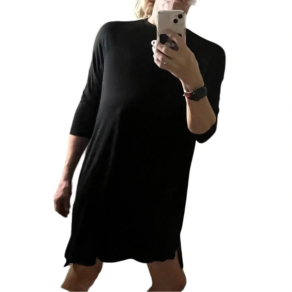 Eileen Fisher Black Long Sleeve Jersey Knit Sheath Dress Size Medium - Picture 9 of 9